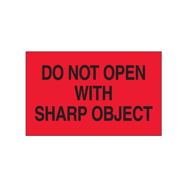 Bsc Preferred 3 x 5'' - ''Do Not Open with Sharp Object'' Fluorescent ...
