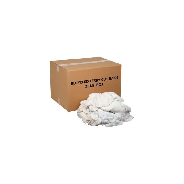 Monarch Brands Premium Recycled White Cotton Terry Cut Rags 25 Lb. Box ...
