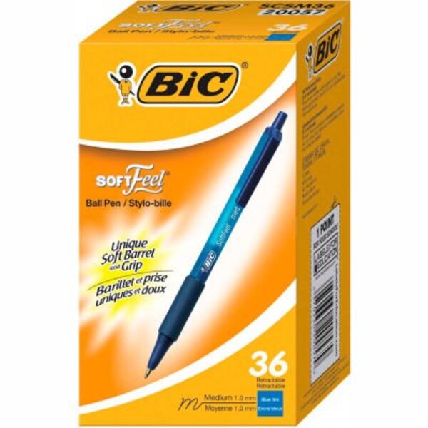 Bic BIC¬Æ Soft Feel Ballpoint Retractable Pen, Blue, 1mm, Medium, 36/Pack  SCSM361BE