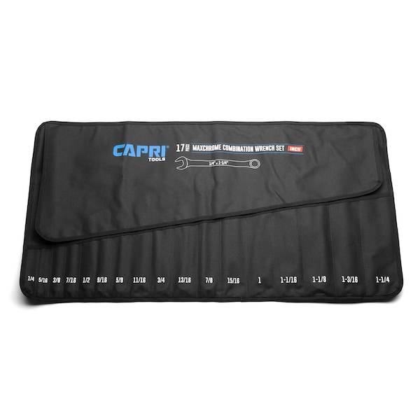 Capri Tools Wrench Roll Up Pouch, SAE, 17 Pockets CP11495-POUCH Zoro