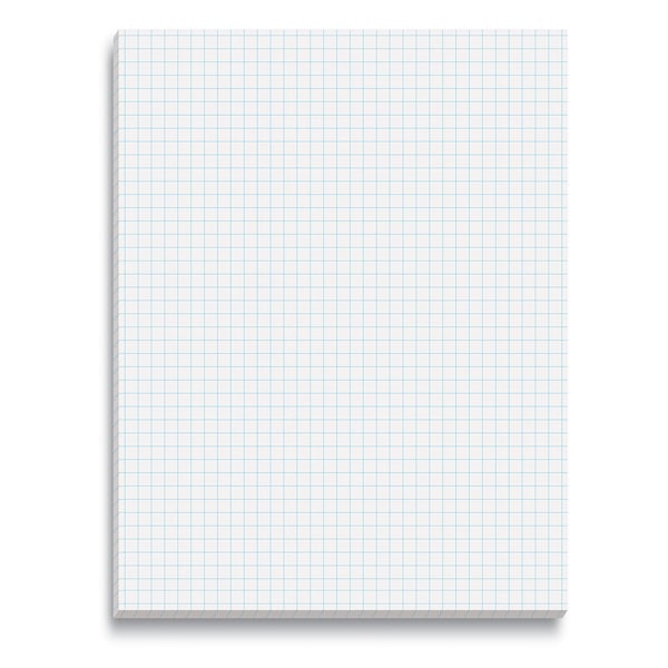 Better Office Products Graph Paper Pad, 8.5 x 11, 50 Sheets, Double Sided, White, 4x4 Blue Quad Rule, Easy Tear, Grid Paper, Graph Paper