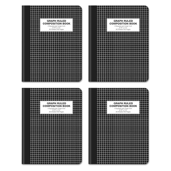 Better Office Products Quad Ruled Comp Book Notebook, 4x4 Graph Ruled ...