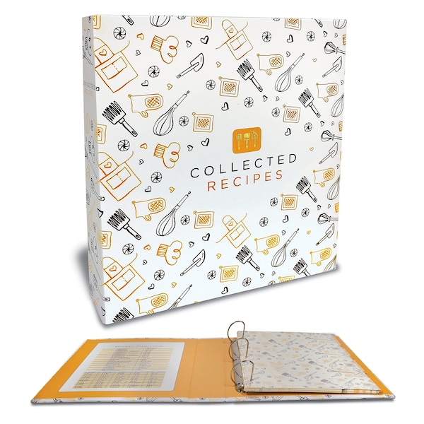 Better Kitchen Products Recipe Binder, Full Page 3 Ring Standard Binder  Organizer Set, 11.5in. x 12in. Black & Gold Montage 97322 | Zoro
