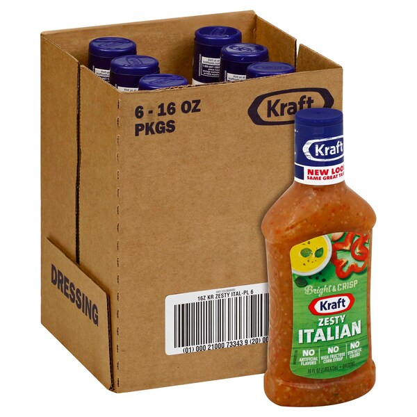 Kraft Kraft Zesty Italian Dressing 16 fl. oz. Bottles, PK6 00021000733439 | Zoro Kraft Kraft Zesty Italian Dressing 16 fl. oz. Bottles, PK6 00021000733439 | Zoro