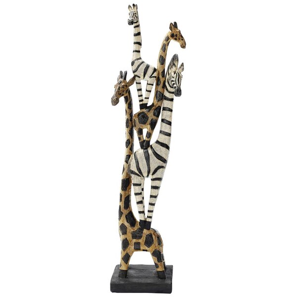 Design Toscano Komnan Ohene QS92050 Statue totem africaine zèbre et girafe 49,5 cm