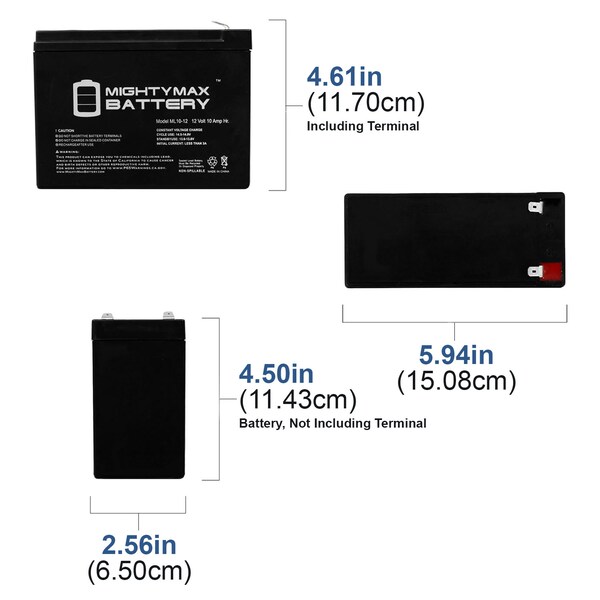 thumbnail image 2 of Chrome Battery 12V 20AH SLA Rechargeable Battery - 4-Pack, For 51814, 6fm17, 6-dzm-20 2 of 6