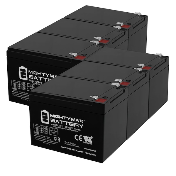 12V 12Ah F2 Peg Perego Gator Polaris Gaucho Hummer Battery - 6 Pack