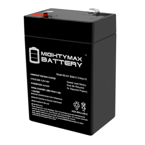 Mighty Max Battery 6 - Volt 4.5 Ah Rechargeable F1 Terminal Sealed 