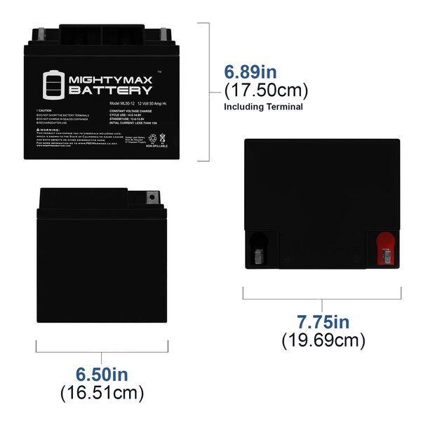 thumbnail image 2 of 12V 55Ah Battery Replacement For Ritar RA12-55 2 of 14