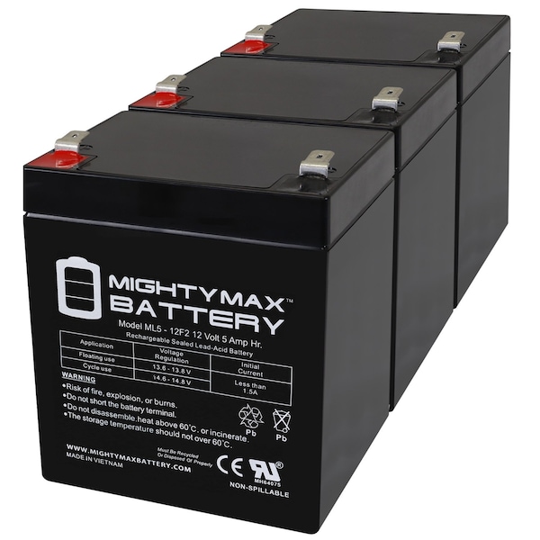 Mighty Max Battery 12V 5Ah F2 SLA Replacement Battery for