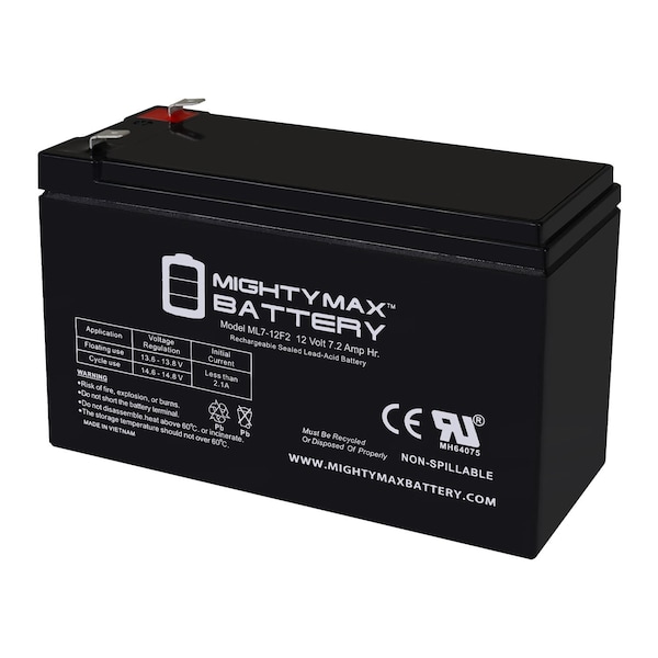 Mighty Max 12V 7Ah F2 Sealed Lead Acid Battery – Replacement For Zipp SLA-12V-8AH