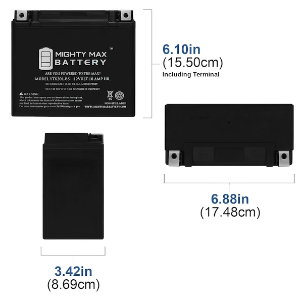 YTX20L-BS AGM Battery For Jet Ski Honda AquaTrax JS800 Sea Doo WaveRunner