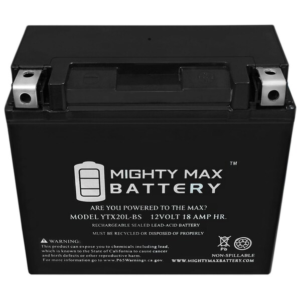 Mighty Max Battery YTX20L-BS Replacement Battery For GS Premium Agm Gtx20lbs Ytx20l Bs74