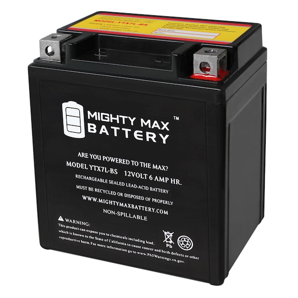 Mighty Max Battery YTX7L-BS 12V 6Ah Battery Replacement for Honda