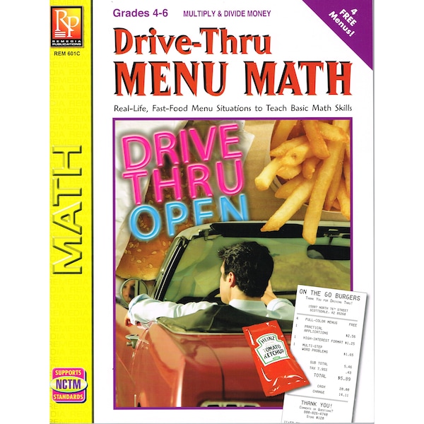 Remedia Publications Menu Math Remedia Publications Drive-Thru Menu Math - Multiply + Divide Money REM ...