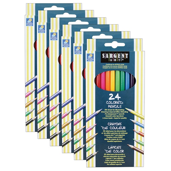 Sargent Art Colored Pencils, 24 Colors per Box, 6 Boxes | SAR227224-6