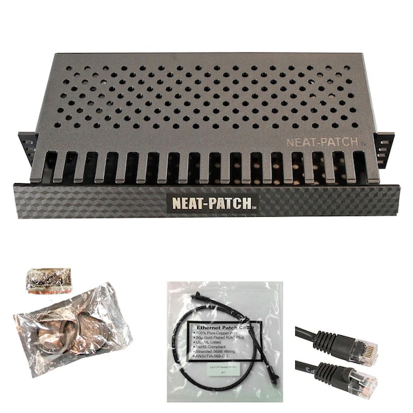 Electriduct Neat Patch 2U Cable Management Kit w/ 48 1ft CAT6 Cables ...