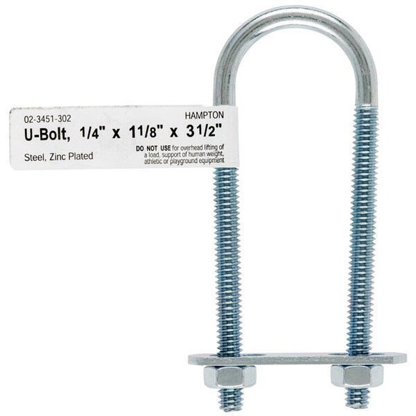 thumbnail image 2 of Prime-Line 10-Pack Round U-Bolts, 5/16"-18 X 2-1/2" X 5-3/16", Fits 2" Pipe - Zinc Plated Steel 2 of 9