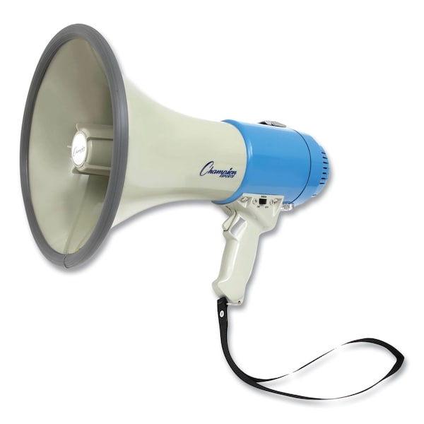 Megaphone, 12 W to 25 W, 1,000 yds Range, White/Blue Megaphone, 12 W to 25 W, 1,000 yds Range, White/Blue