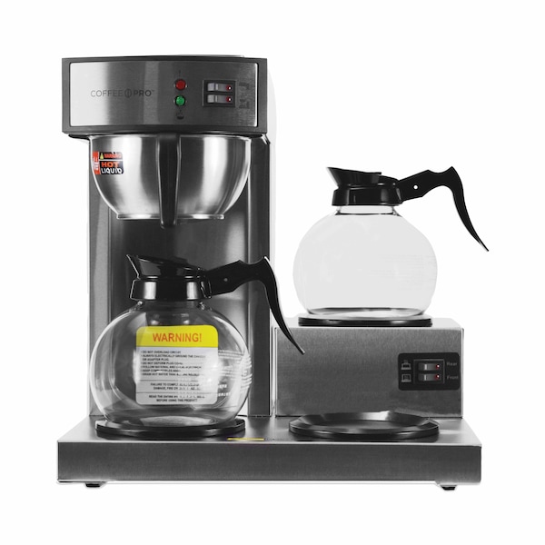 Coffee Pro Three-Burner Low Profile Institutional Coffee Maker 36-Cup Stainless Steel