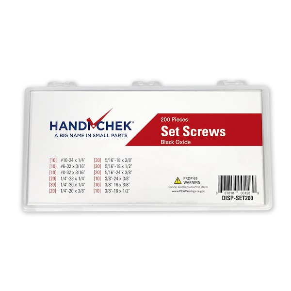 Handi-Chek Set Screw Assort 200pc DISP-SET200 | Zoro