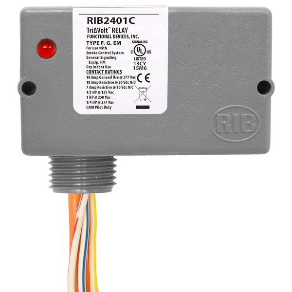 Functional Devices Enclosed Relay 10Amp SPDT 24Vac/dc or 120Vac ...