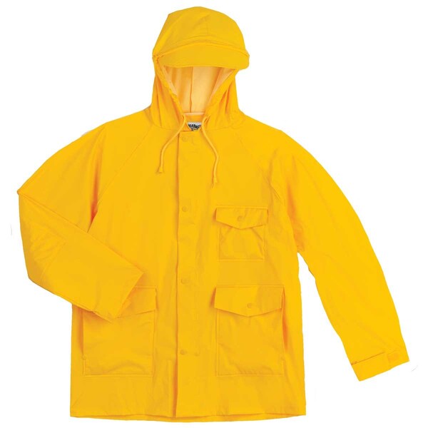 Galeton PVC Raincoat - 48-Inch Long Yellow Rainwear With Detachable Hood