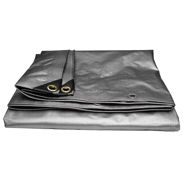 10x10 Foot Heavy Duty Black Poly Tarp - 12 Mil Thick Waterproof Cover