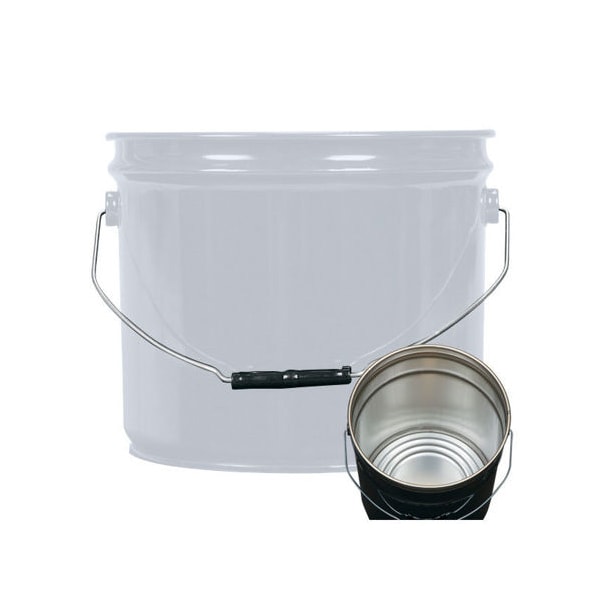 Pipeline Packaging Open Head Pail, Steel, Gray, 3.5 gal., Handle Material: 9 ga. Wire Handle with Plastic Grip 01-19-048-00176 - main