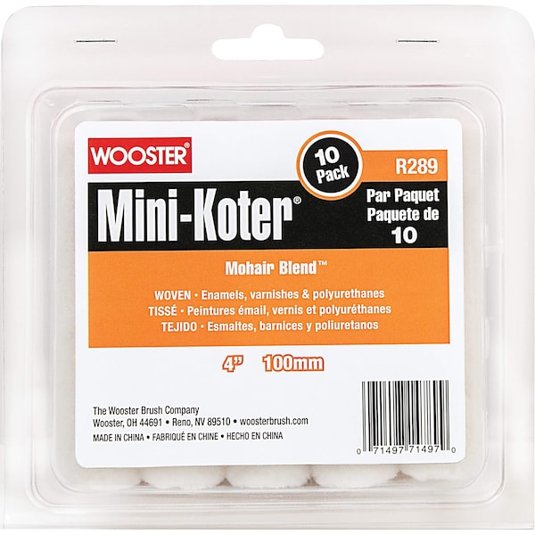 Wooster Mohair Paint Roller Cover, Smooth, 4 in L, Pk10 R119-4 - main