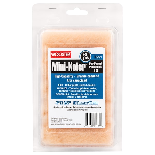 Wooster Paint Roller Cover, 1/4" dia. Core, PK10 R151-4 - main