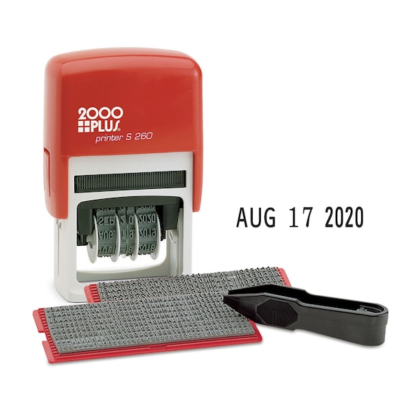 2000 Plus Dater Stamp Kit, 3-Line, Red/Blue Ink 010165