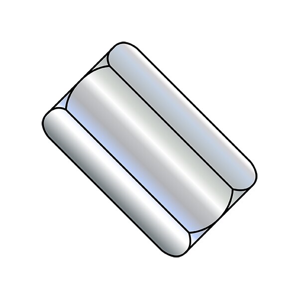 Zoro Select Coupling Nut, 1/4"-20, Steel, Zinc Plated, 7/8 in Lg, 3/8 in Hex Wd, 600 PK 141406NCUP - main