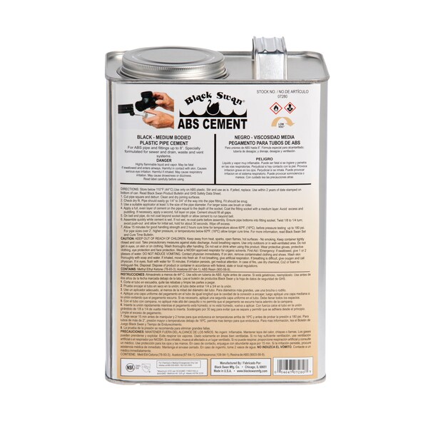 Black Swan Mfg. Co. ABS Cement, Black 07280