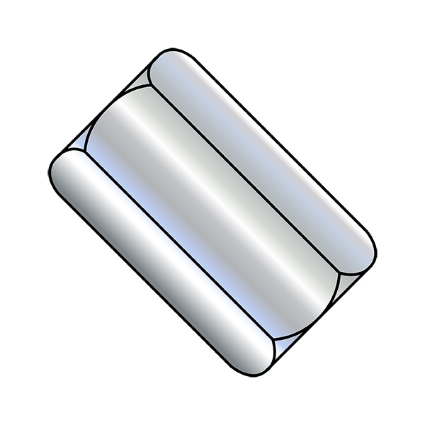 Zoro Select Coupling Nut, 3/8"16, Steel, Zinc Plated, 11/8 in Lg, 1/2