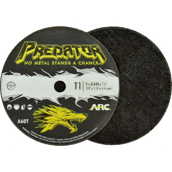 Arc Abrasives Abrasive Cut-Off Wheel, Type 1, 4 in Dia, 0.0469 in Thick, 1/4 in Arbor Hole Size, Aluminum Oxide 904041405 - main