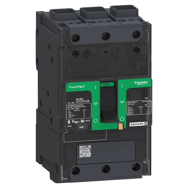 Schneider Electric Molded Case Circuit Breaker, POWERPACT B Series, 20A, 3 Pole, 347/600V AC, 25kA at 240V AC, B Curve BDF36020 - main