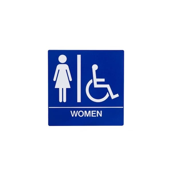 Trimco Blue ADA Square Womens and Handicap Restroom Sign with Braille Blue 528.BLUE - main