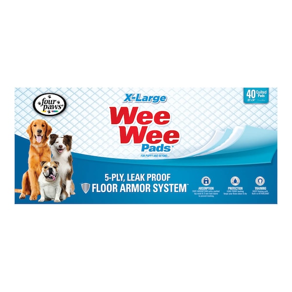 Four Paws Wee-Wee Pads 40Pcs Extra Large Wht 28"x3 100513823 - main