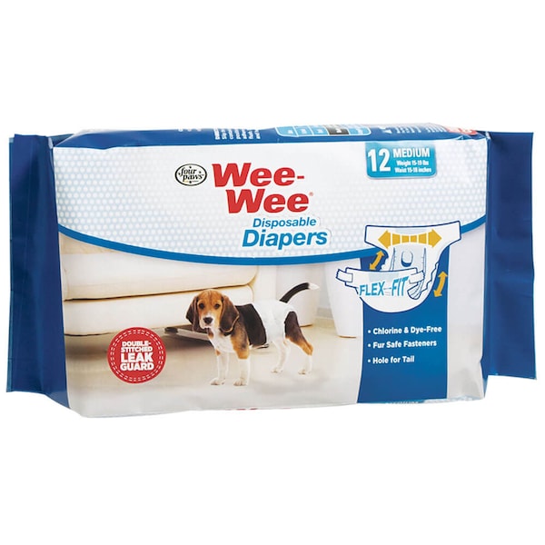 Four Paws Wee-Wee Disposable Diapers 12Pcs Med Wht 100534771 - main