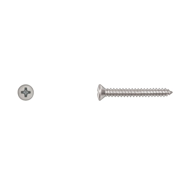 Disco Sheet Metal Screw, #8 x 1-1/4 in, Zinc Plated Steel Oval Head Phillips Drive 10146PK - main