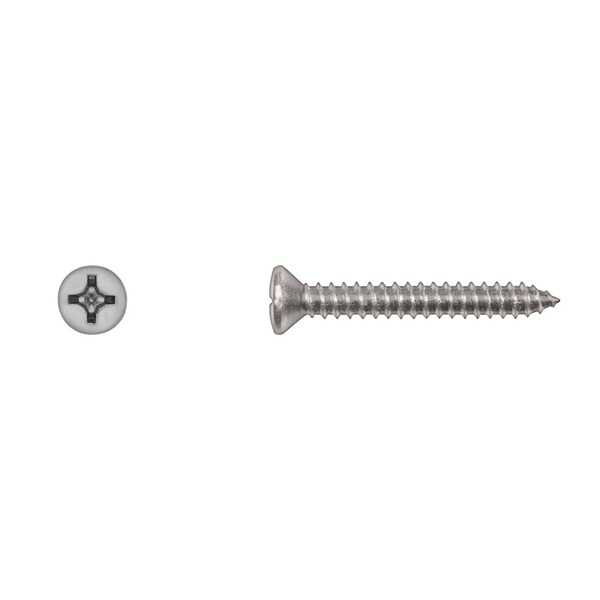 Disco Sheet Metal Screw, #12 x 1-1/2 in, Zinc Plated Steel Oval Head Phillips Drive 10155PK - main