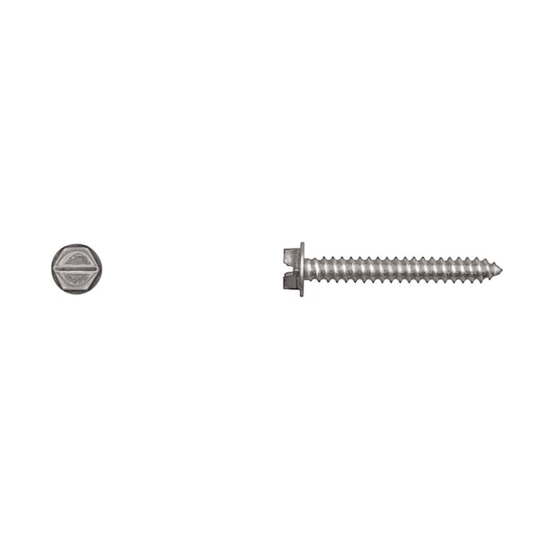 Disco Sheet Metal Screw, #8 x 1-1/4 in, Zinc Plated Steel Flange Hex Head Slotted Drive 10182PK - main