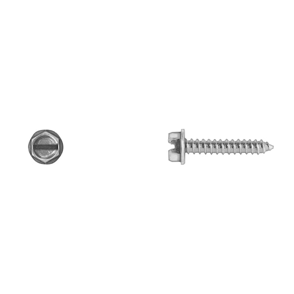 Disco Sheet Metal Screw, #10 x 1 in, Zinc Plated Flange Hex Head Slotted Drive 10185PK - main