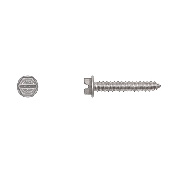 Disco Sheet Metal Screw, #12 x 1-1/4 in, Zinc Plated Flange Hex Head Slotted Drive 10191PK - main