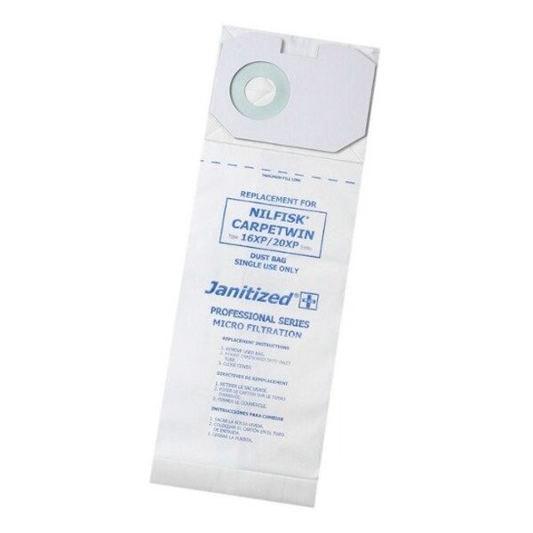 Janitized Filter Bag, Fits Carpetwin 16/20XP, PK10, 2-ply, Micro Filter, 10 PK JAN-NFCPTW16-2(10) - main