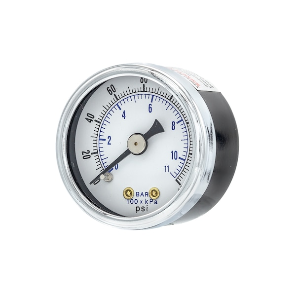 Pic Gauges Air Gauge, 1-1/2", 0/160psi, 1/4"Back Mount, 1 1/2 in Dial, 1/8 in NPT Male Center Back Location 102D-154F - main