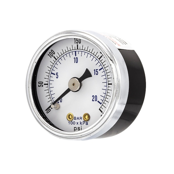 Pic Gauges Air Gauge, 1-1/2", 0/300psi, 1/8"Back Mount, 1 1/2 in Dial, 1/8 in NPT Male Center Back Location 102D-158H - main