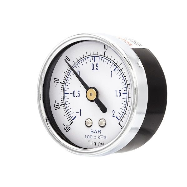 Pic Gauges 2 in Dial, 1/4 in NPT Male Center Back Location, Black Steel Case Material 102D-204CC - main