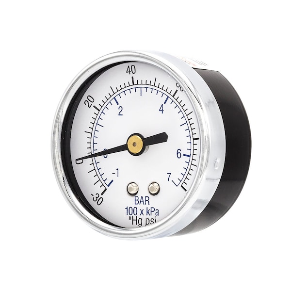 Pic Gauges 2 in Dial, 1/4 in NPT Male Center Back Location, Black Steel Case Material 102D-204CE - main